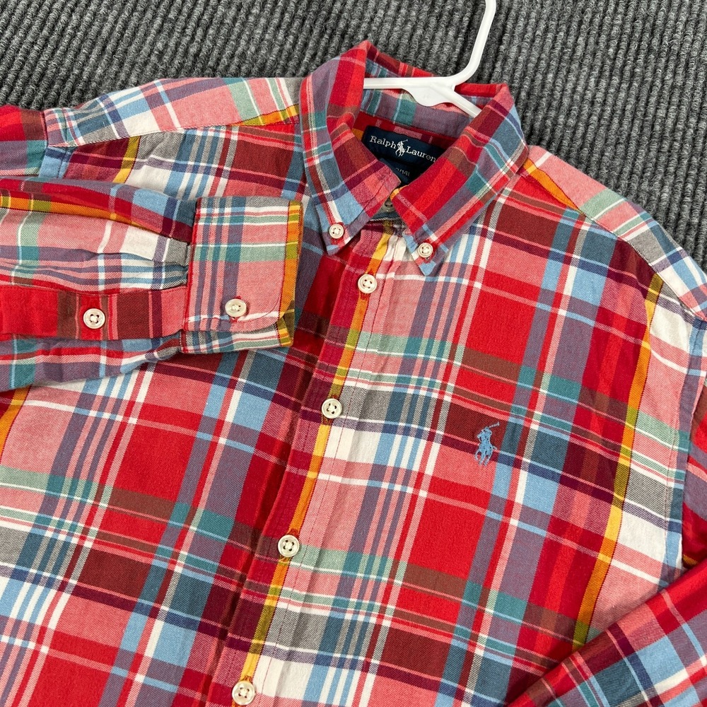 Ralph Lauren Shirt Boys Medium Red Plaid Long Sleeve Button Down School Casual